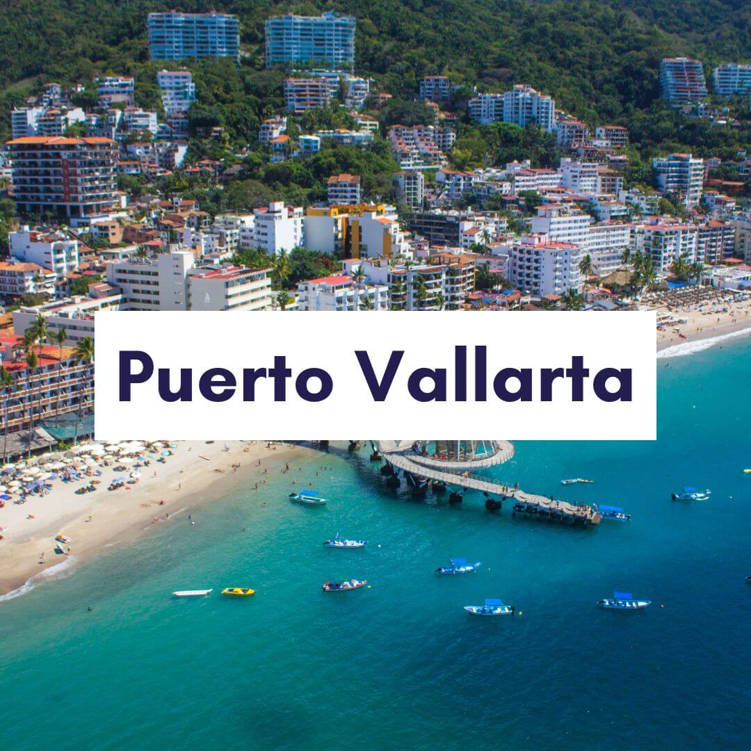 clickable image reading "Puerto Vallarta" with the puerto vallarta shoreline in behind the text