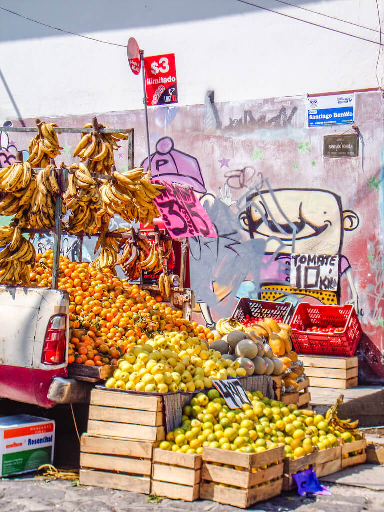 fruit for sale in the back of a truck in xalapa mexico